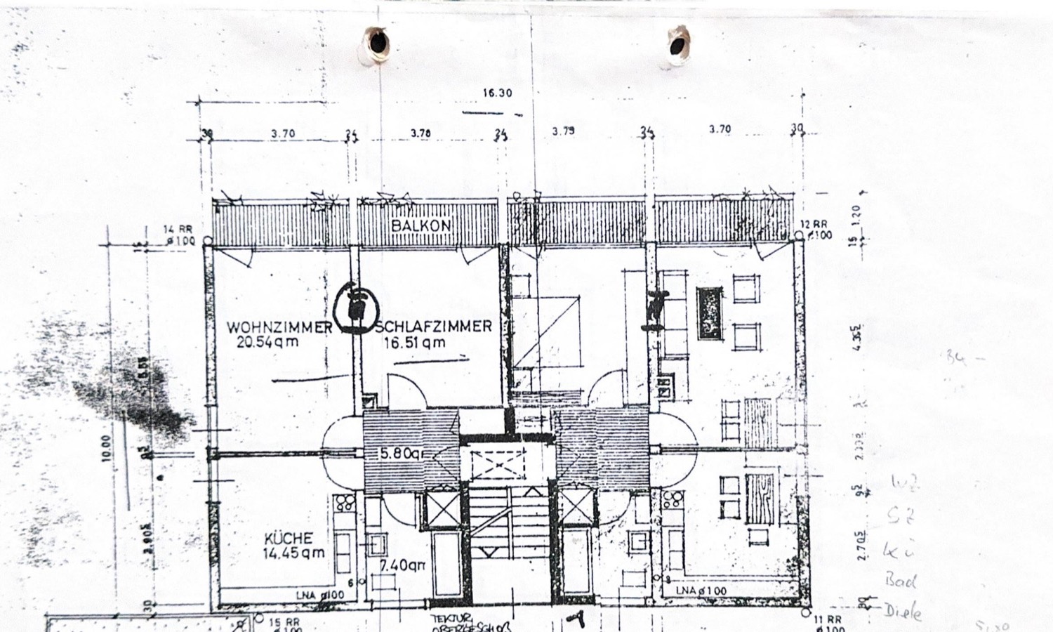 Historischer Grundriss des Obergeschosses
